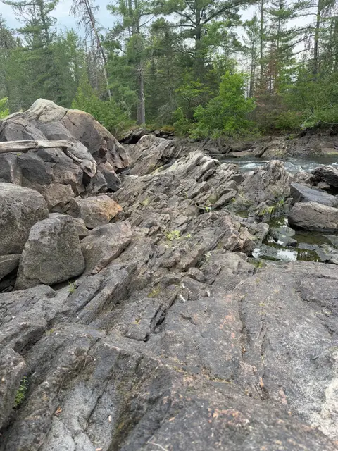Broad expanse of exposed bedrock slabs scoured flat by glaciers